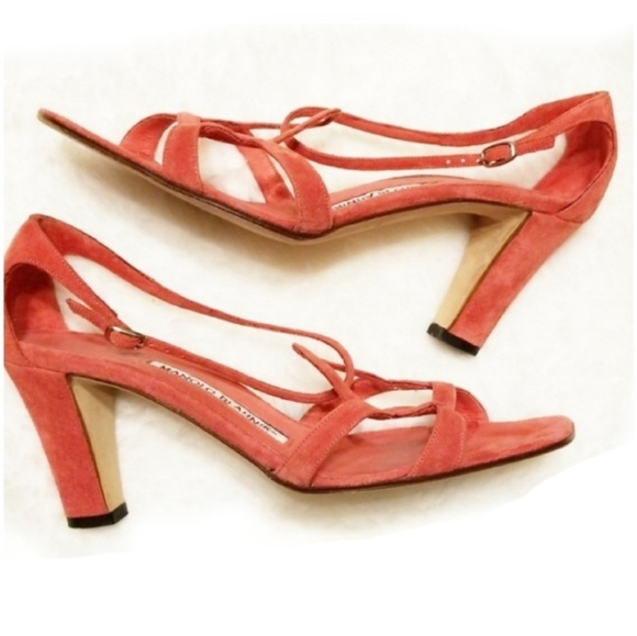 Manolo Blahnik Shoes - {Manolo Blahnik} Coral Suede Heels